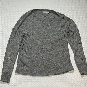 Red Haute Women’s 🩶 Gray Boat Neck Sweater🌺 Pullover Long Sleeve Stretch SZ S